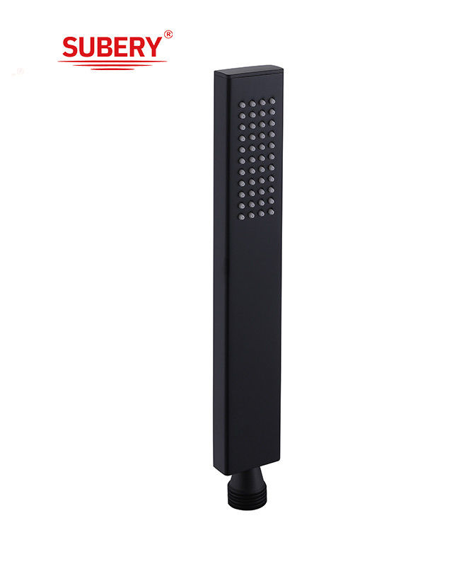 Messing microfoon handshower hand douche voor douche kolom mat zwart badkamer silicium spuitstuk gemakkelijk schoon vierkant OEM