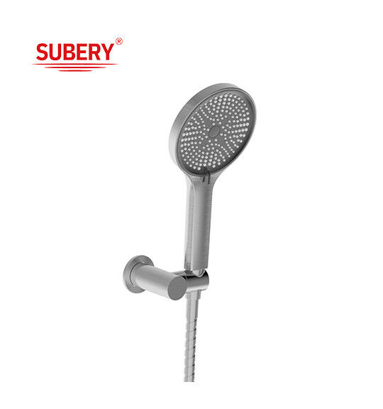 ABS Plastic 3 Function Hand Douches Gun Metal Groot Ronde Bad Vloeibare Silicium Sproeiers Makkelijk schoonmaken